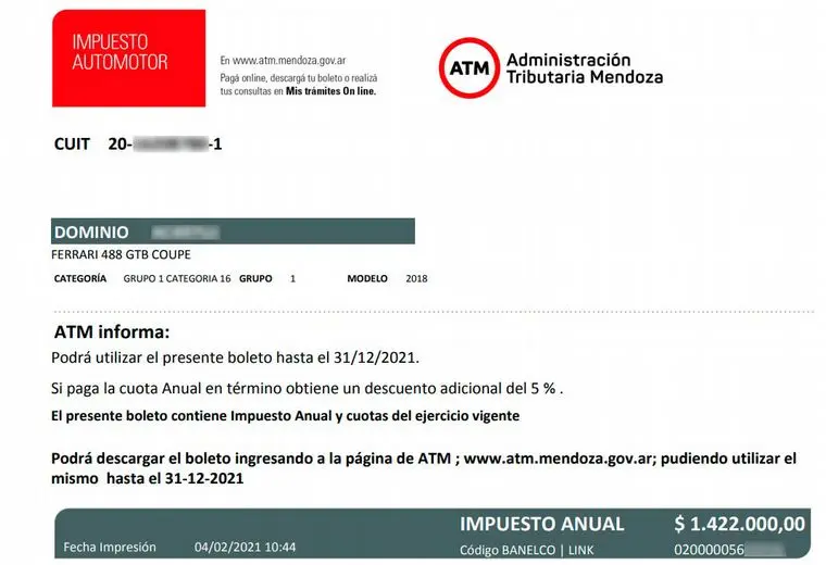 cuanto paga de impueto un ferrari en argentina - Cómo calcular patente 2024 Argentina