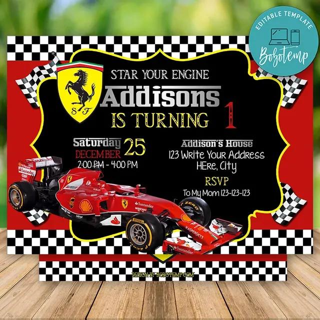 invitacion de cumpleaños autos ferrari png - Cómo se llama la aplicación para hacer invitacion de cumpleaños