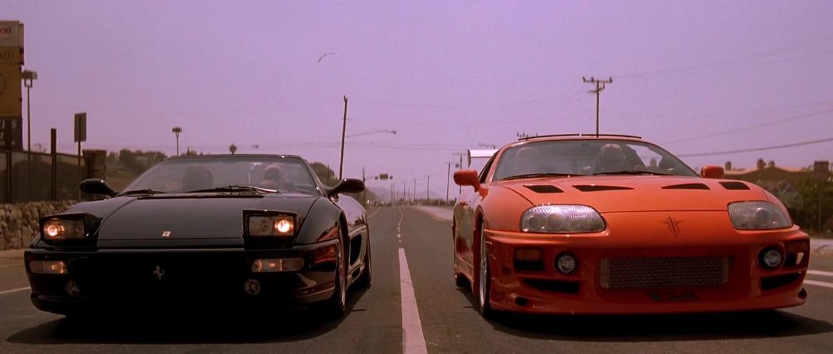 brian y toreto vs ferrari - En qué película Brian corre con el Ferrari
