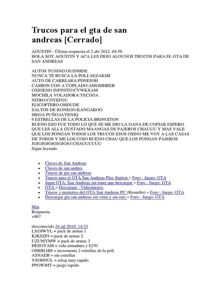 Trucos de GTA San Andreas PC: Carros Ferrari - Qué es el Hesoyam trucos de gta san andreas pc carros ferrari - Qué es el Hesoyam