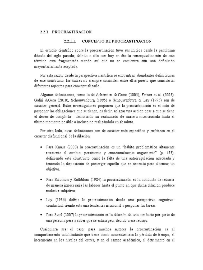 definicion de ferrari a la procrastinación - Qué es la procrastinación academica según autores