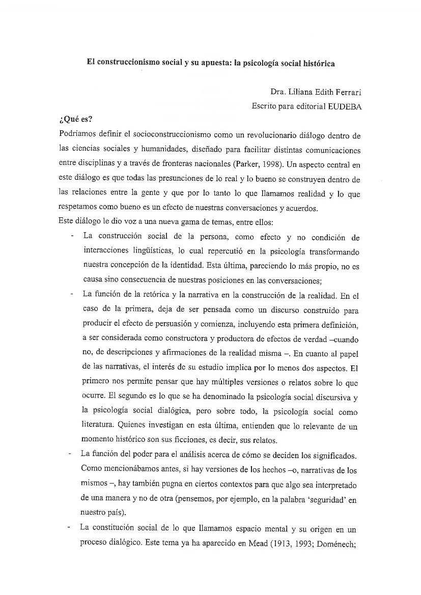 construccionismo social ferrari - Quién es el padre del construccionismo social