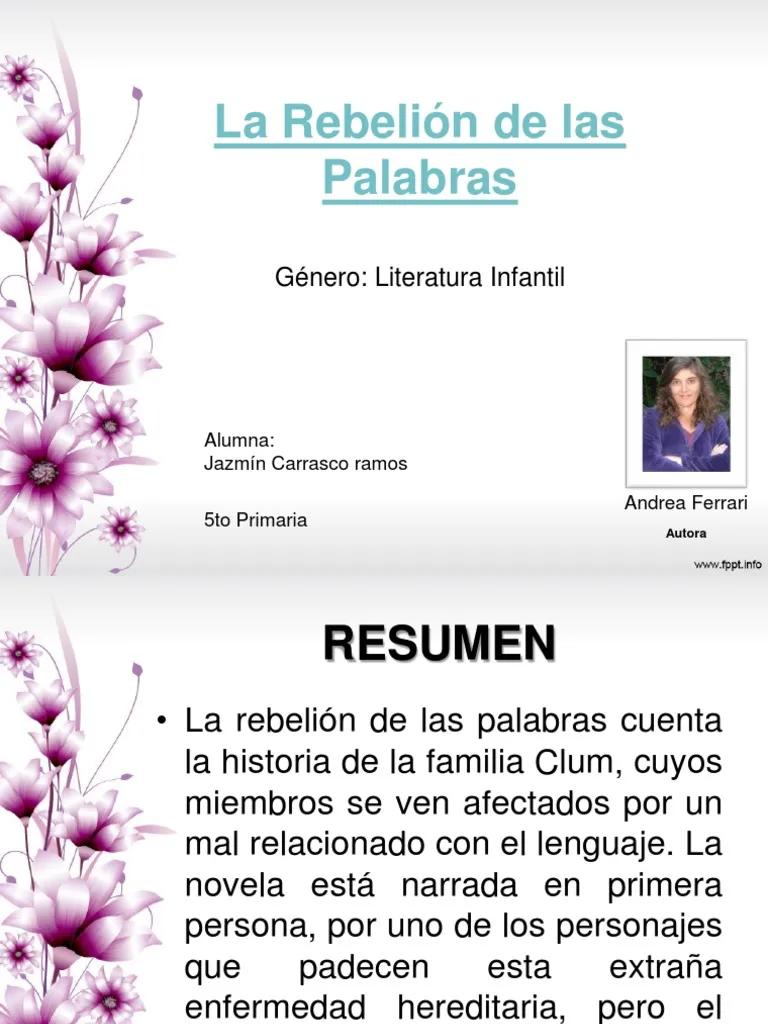 analisis la rebelión de las palabras de andrea ferrari - Quién narra la rebelion de las palabras